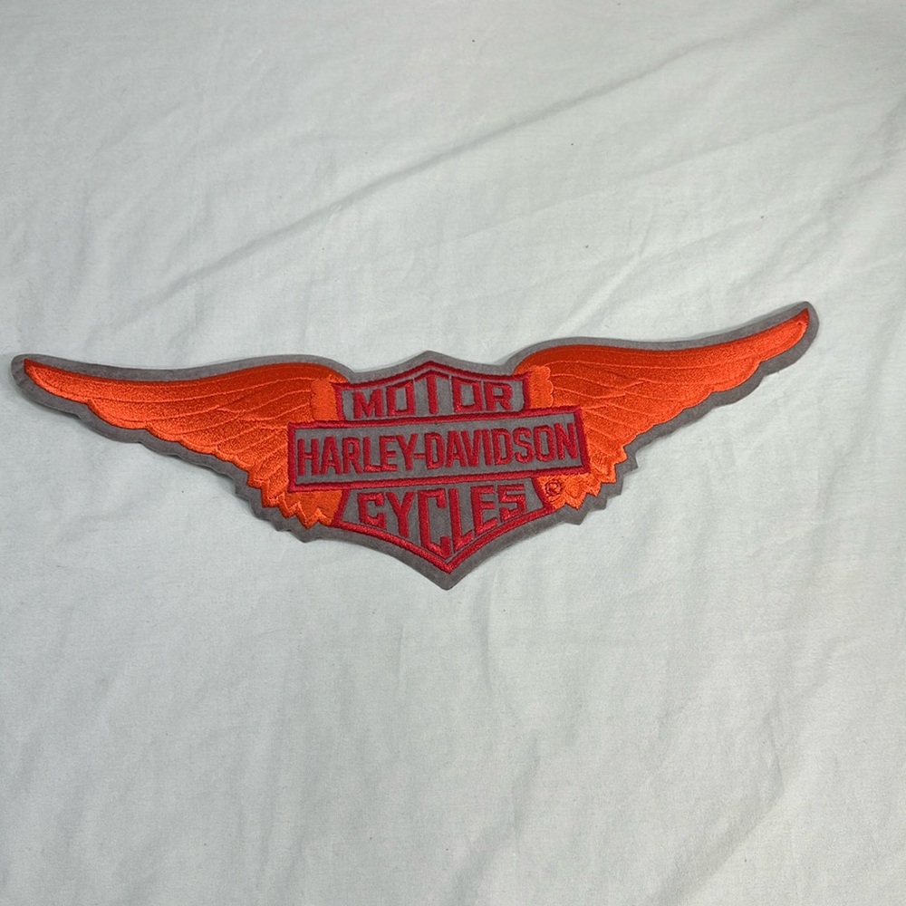 Vintage Official Harley Davidson Large Orange Wings Patch